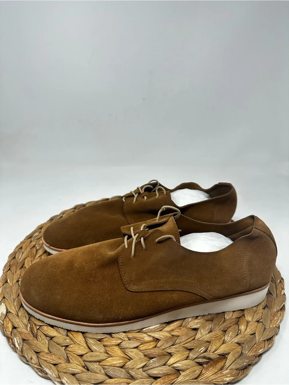 Nisolo Suede Lightweight Flex Derby Travel Shoes Tan Leather Size 9.5 Men's